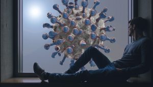 Coronavirus y hombre